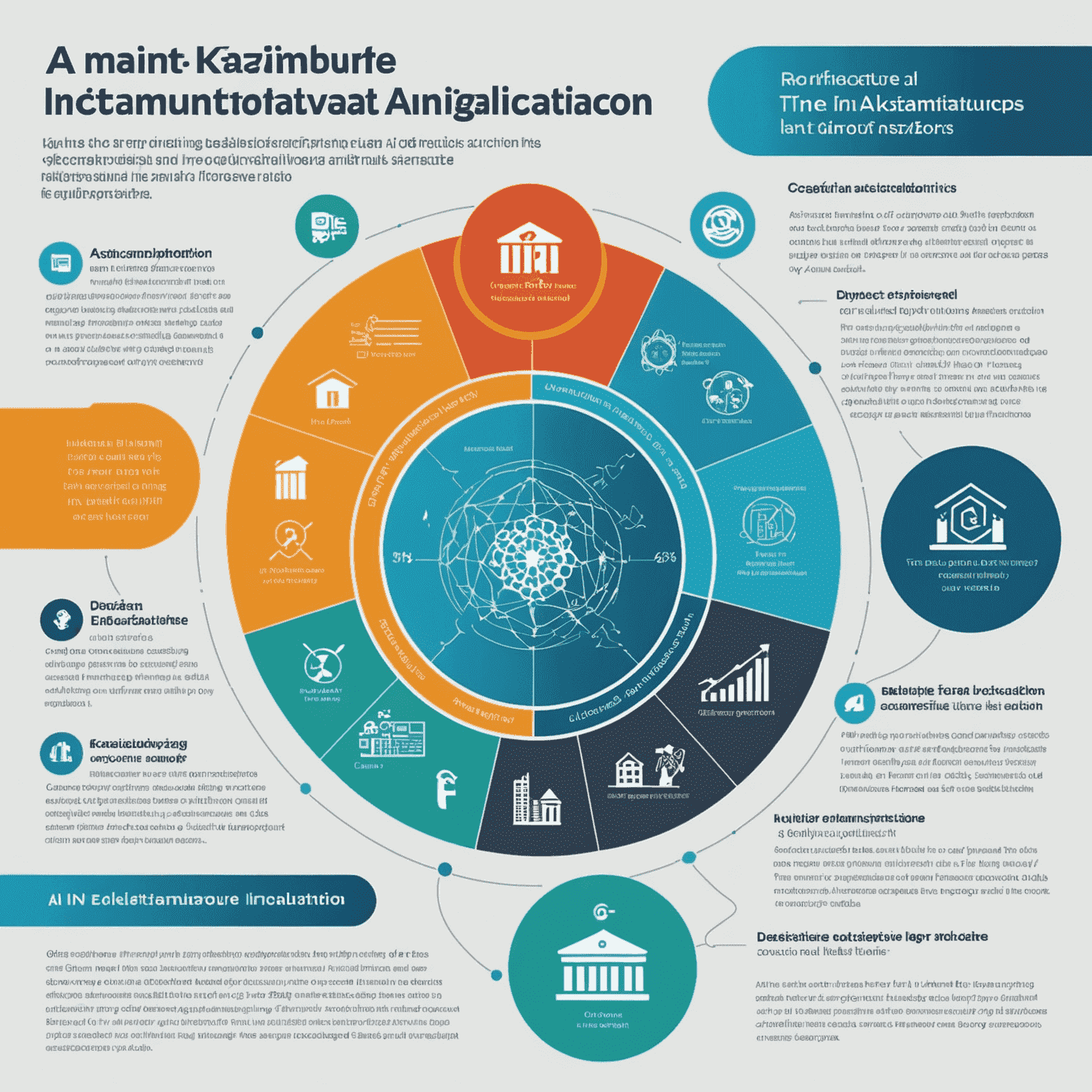 Инфографика, показывающая основные проблемы внедрения ИИ в Казахстане: инфраструктура, образование и нормативно-правовая база